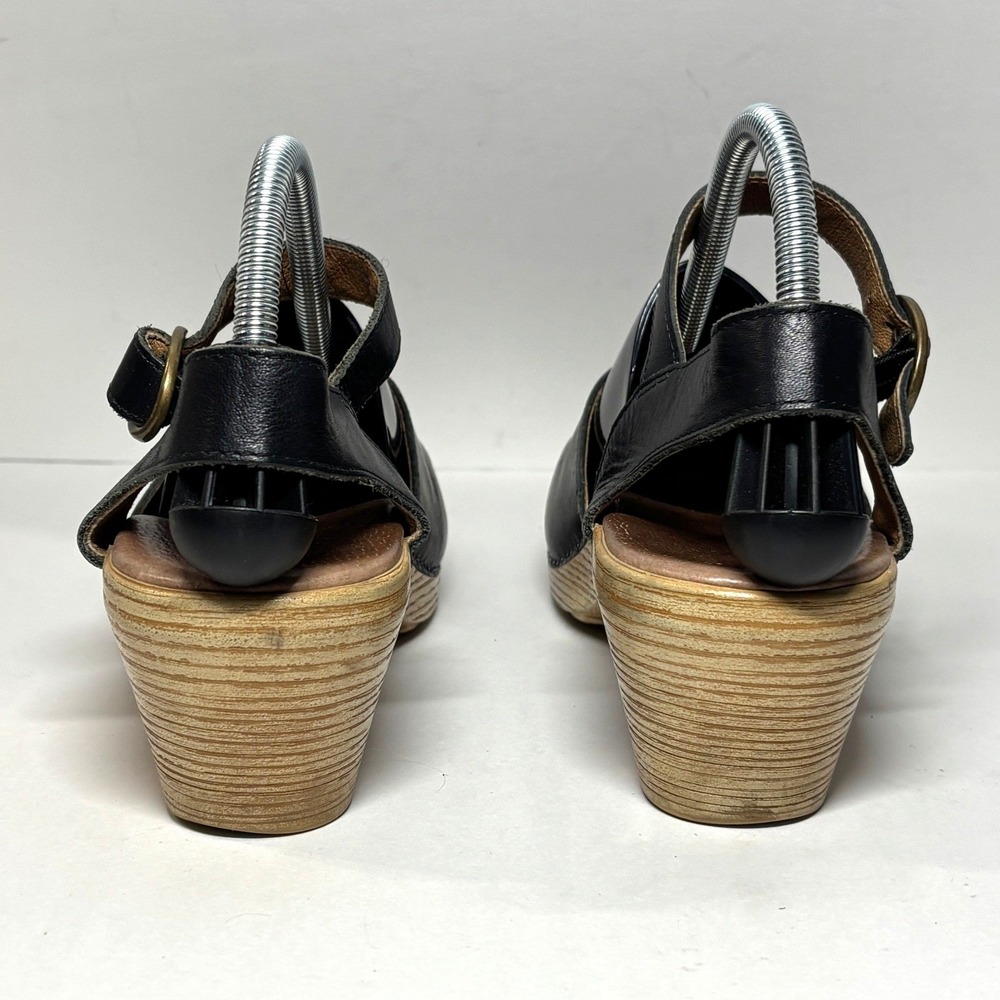 Dansko Maisie Clog Sandals Mary Jane Women 39 8.5 Black Leather Ankle Strap Heel - Picture 4 of 8